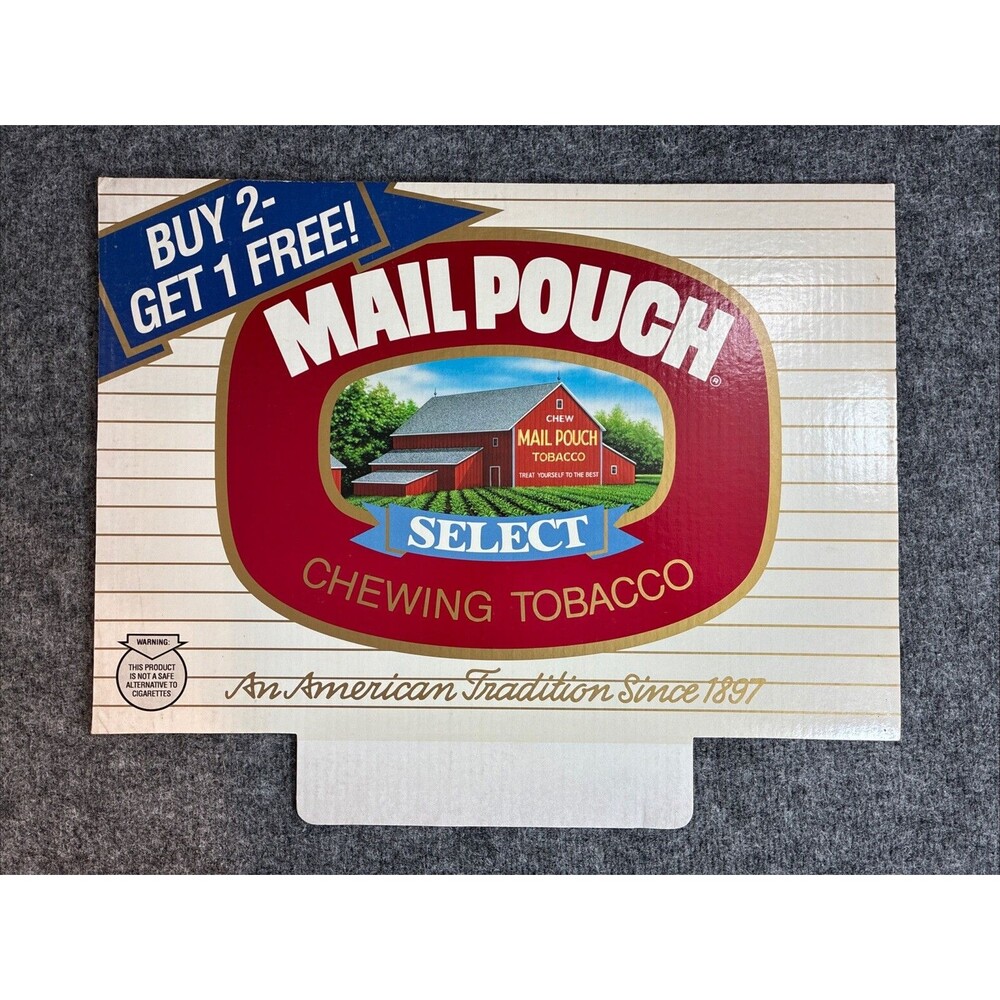 Vintage MAIL POUCH TOBACCO Carboard Store Display Topper 80s 90s 19.5W x 13.5L